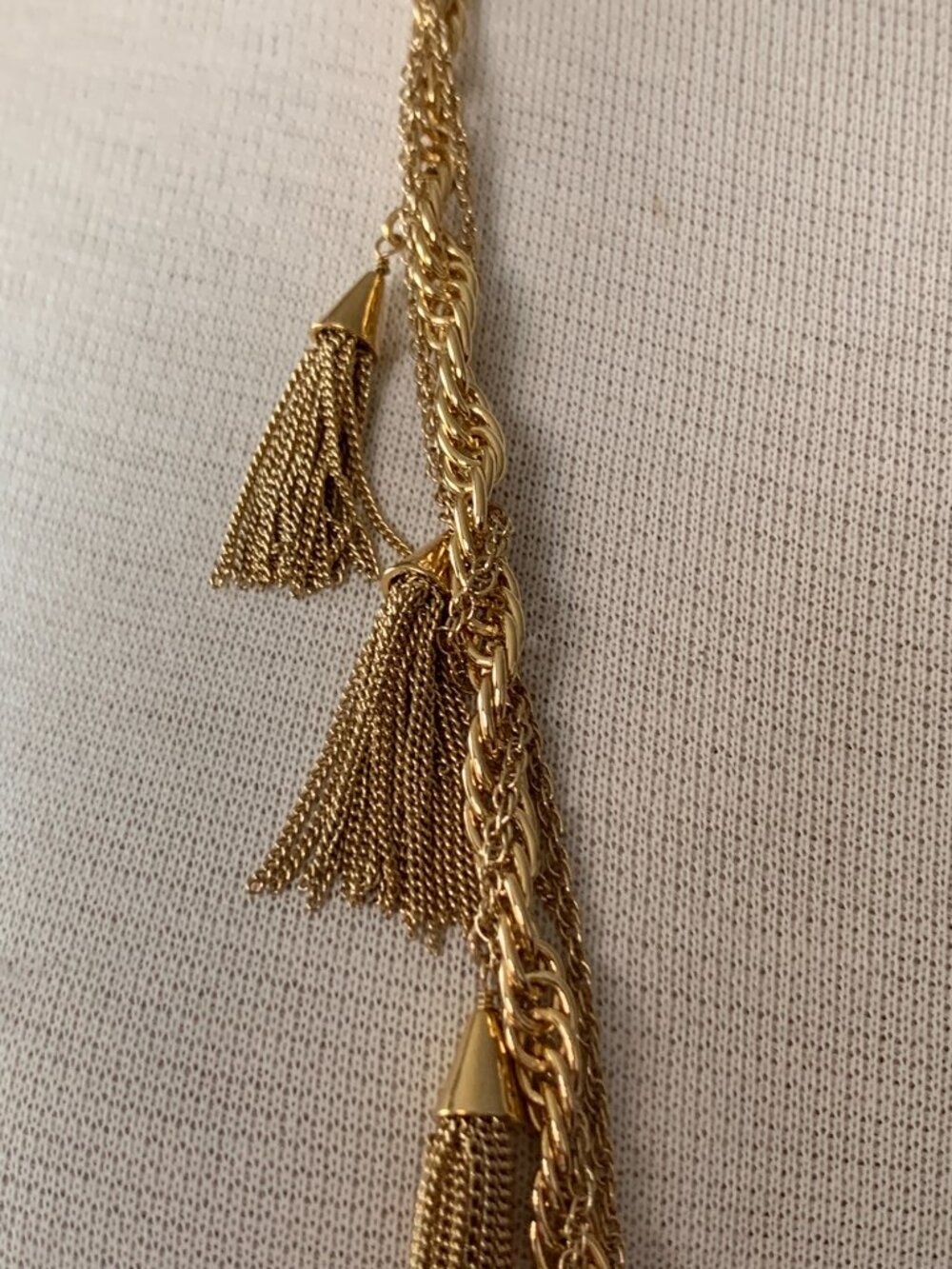 Ann Taylor Haute Tassels Gold Tone Necklace – 29" Long – Original Pouch Included - Picture 3 of 10